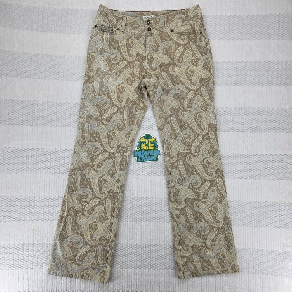 Vintage Tommy Hilfiger Womens Paisley Jeans Khaki Bootcut Y2K Denim Size 8